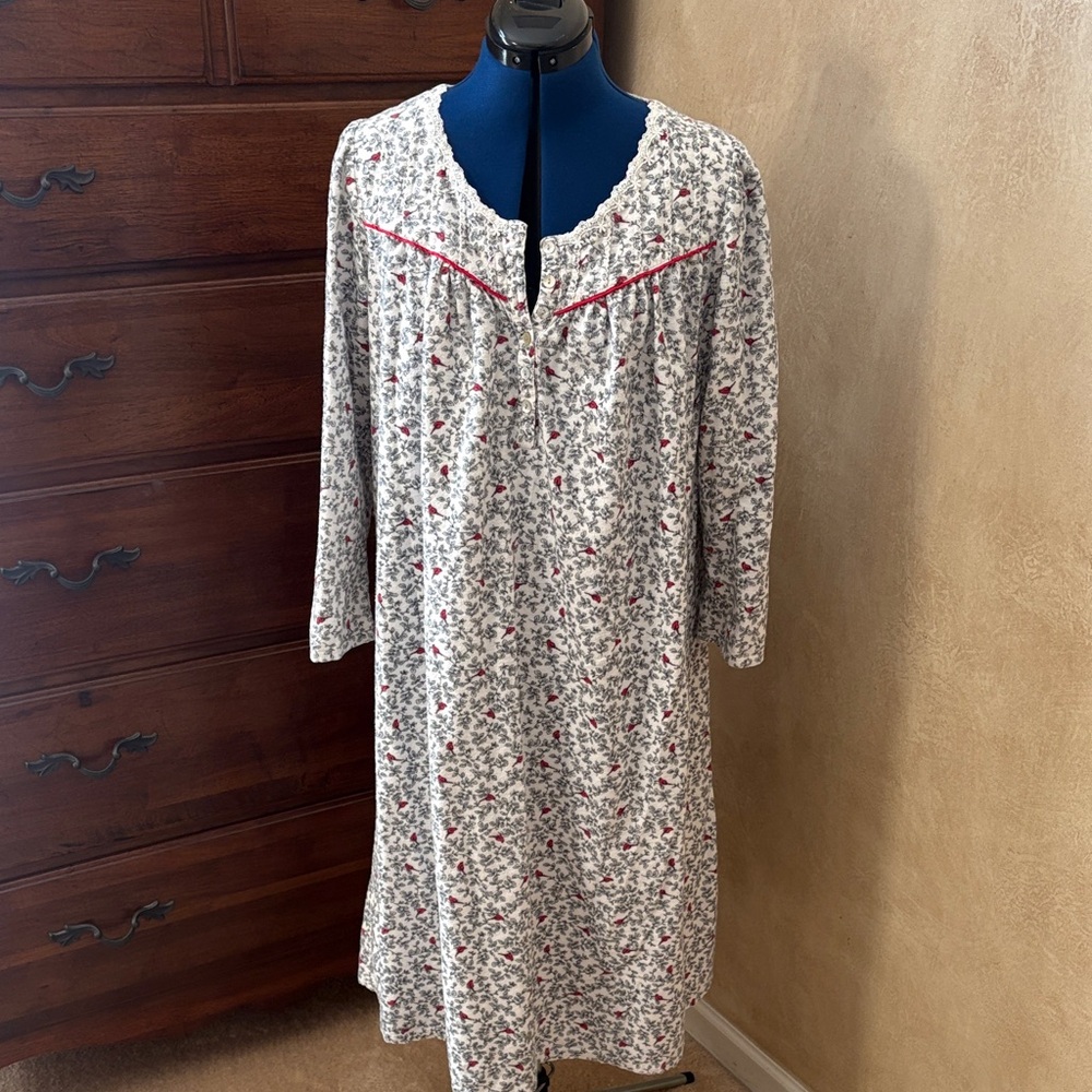 Aria Red Cardinal cotton flannel nightgown.